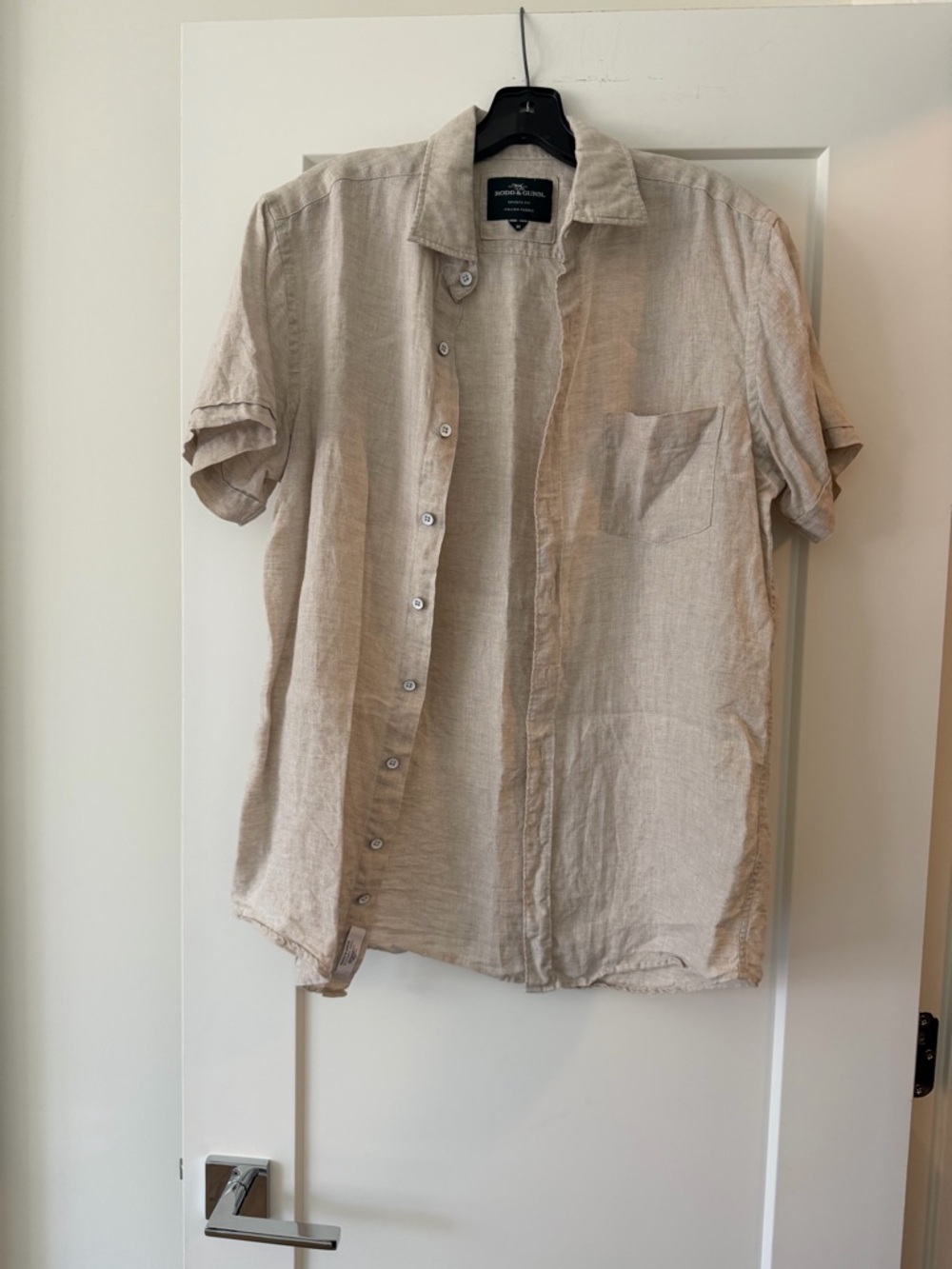 Rodd & Gunn Beige Linen Short-Sleeve Button-Down Shirt